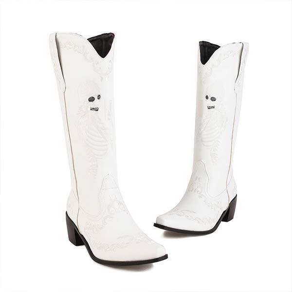 Women'S Embroidered High Block Heel Western Cowboy Boots 70475337C