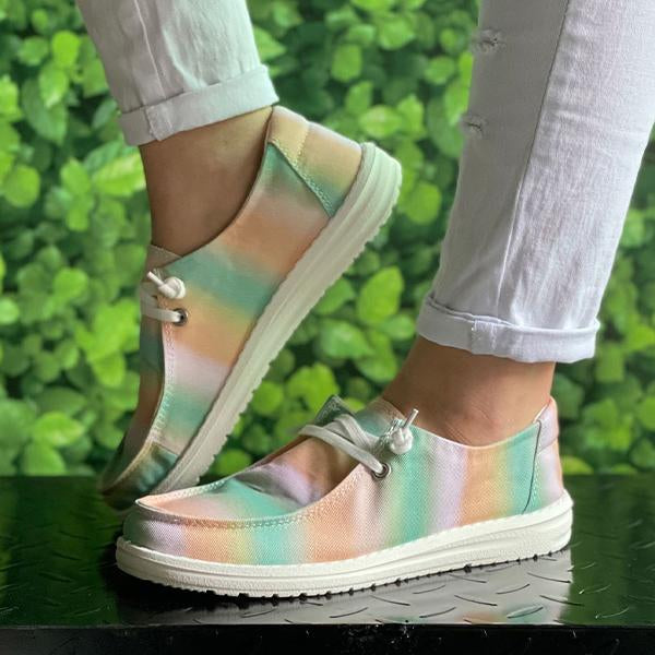 Women's Colorful Tie-Dye Series Flat Canvas Shoes 18493943C