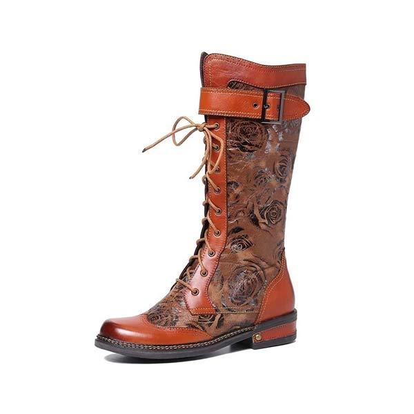Women'S Ethnic Vintage Mid Heel High Boots 86158281C