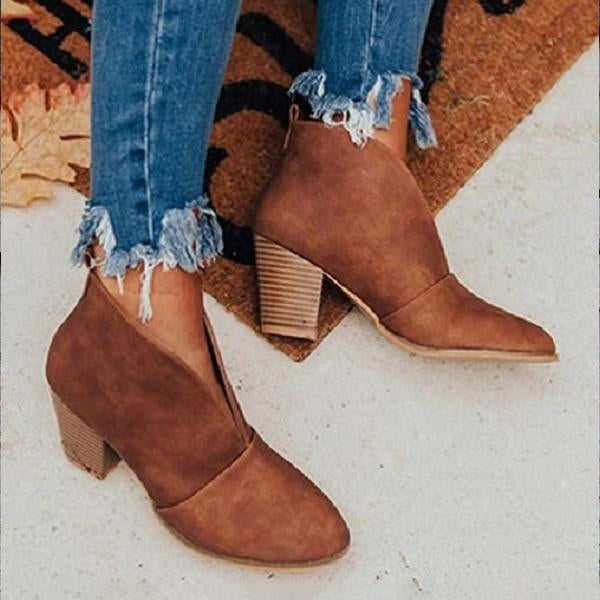 Women's Fashion Slip On Pointed Toe Retro Boots 45132373C