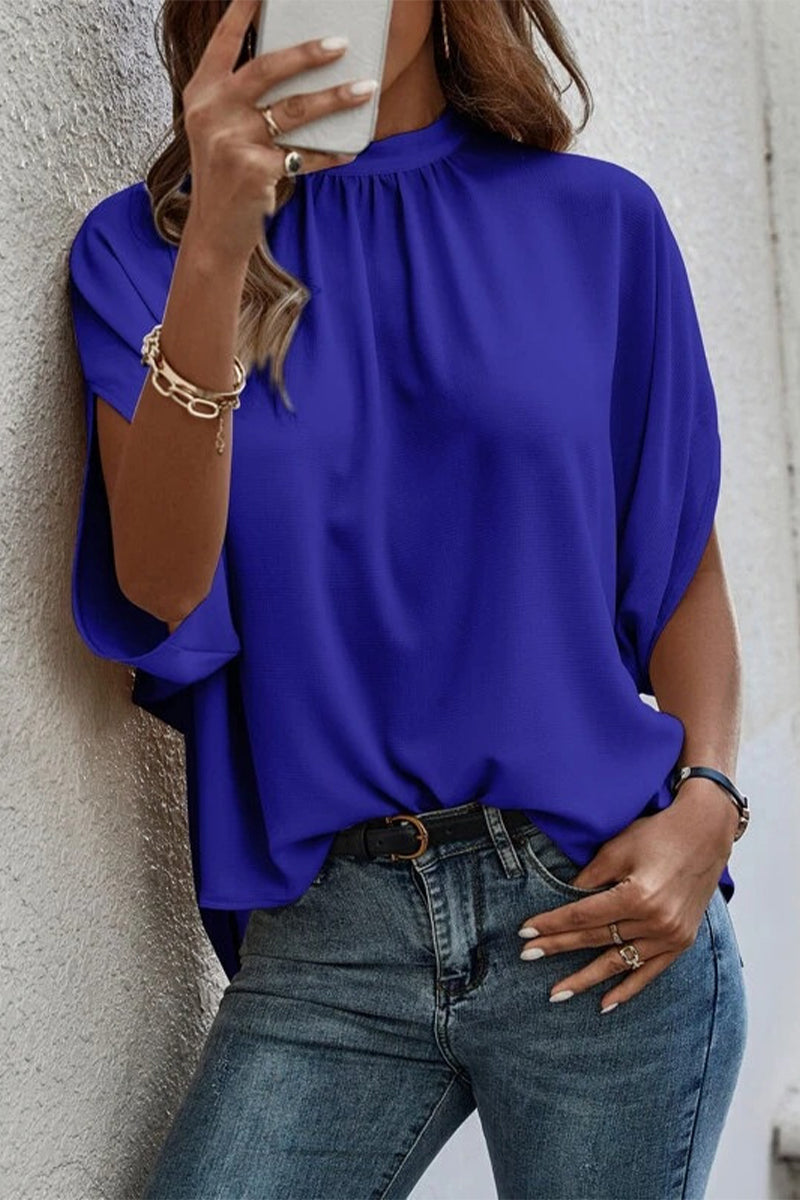 Work Elegant Print Patchwork O Neck Tops