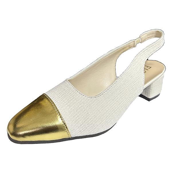 Women's Fashion Retro Square Toe Block Color Chunky Heels 86071368C