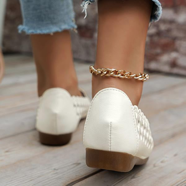 Women's Elegant Pointed Toe Hollow Flat Shoes 58450313S
