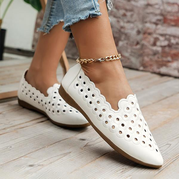 Women's Elegant Pointed Toe Hollow Flat Shoes 58450313S