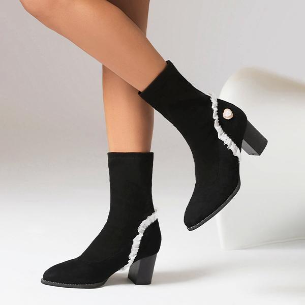 Women's Elegant Lace Heart High Heel Booties 57074446S