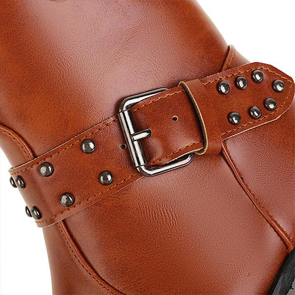 Women's Fashion Chunky Heel Belt Buckle Ankle Boots 06796154S