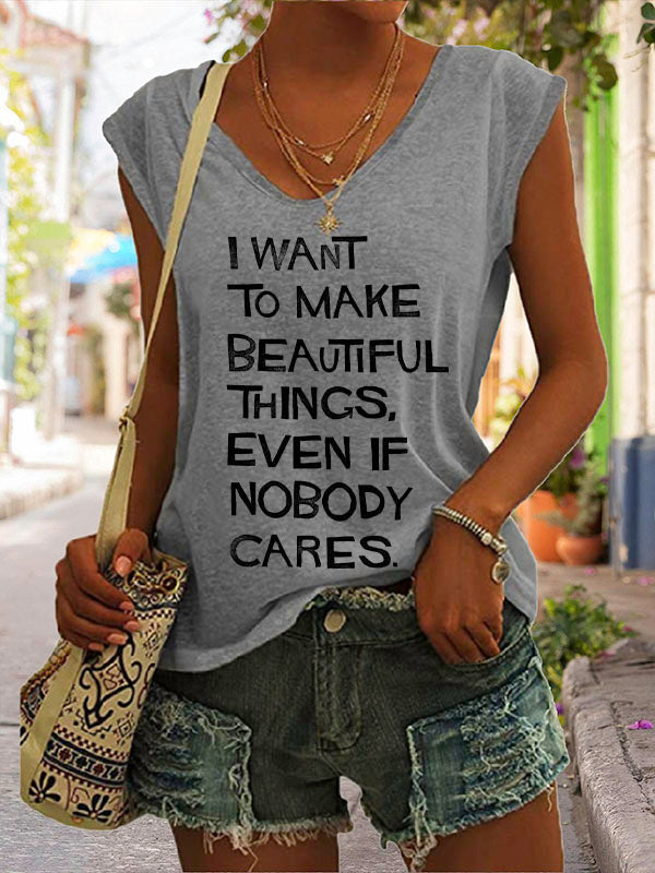 Saul Bass Classic Words V-Neck Cap Sleeve Loose T-Shirt