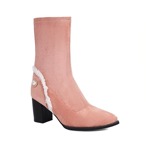 Women's Elegant Lace Heart High Heel Booties 57074446S