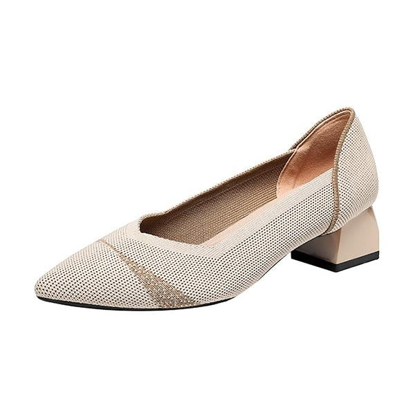 Women's Flying Woven Chunky Heel Pointed Shoes 73427463S