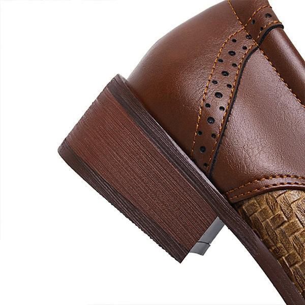 Women's Plaid Casual Fashion Stitching Lace-up Shoes 25631065C