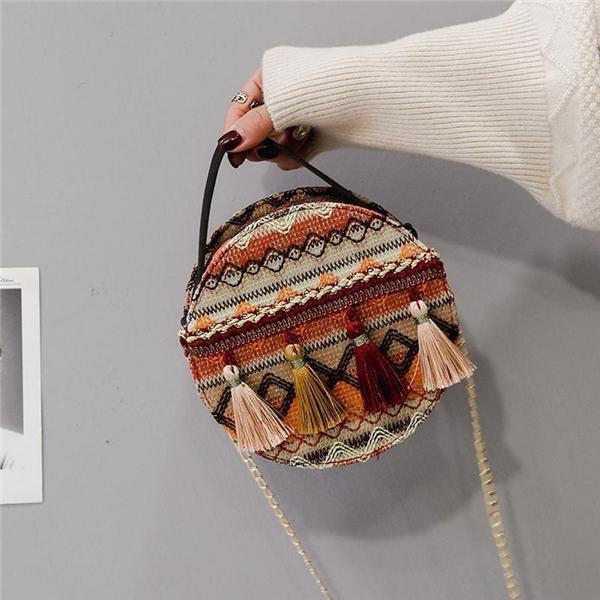 Bohemian Tassel Round Bag