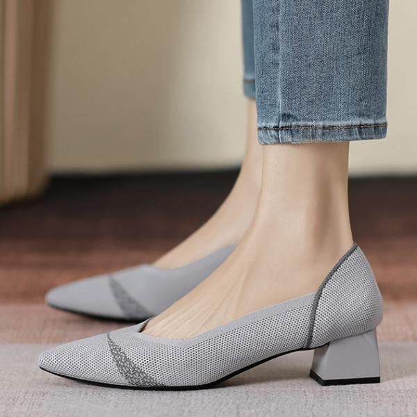 Women's Flying Woven Chunky Heel Pointed Shoes 73427463S