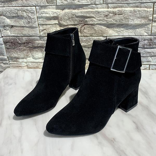 Women's Fashion Belt Buckle Chunky Heel Ankle Boots 85800267S