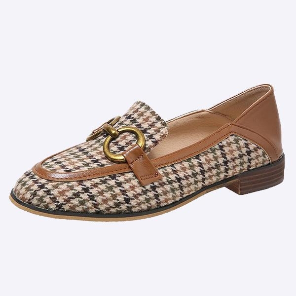 Women's Fashion Color Block Metal Buckle Low Heel Shoes 06586005C