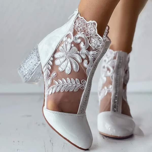 Women'S Lace High Heel Sandals 86665395C