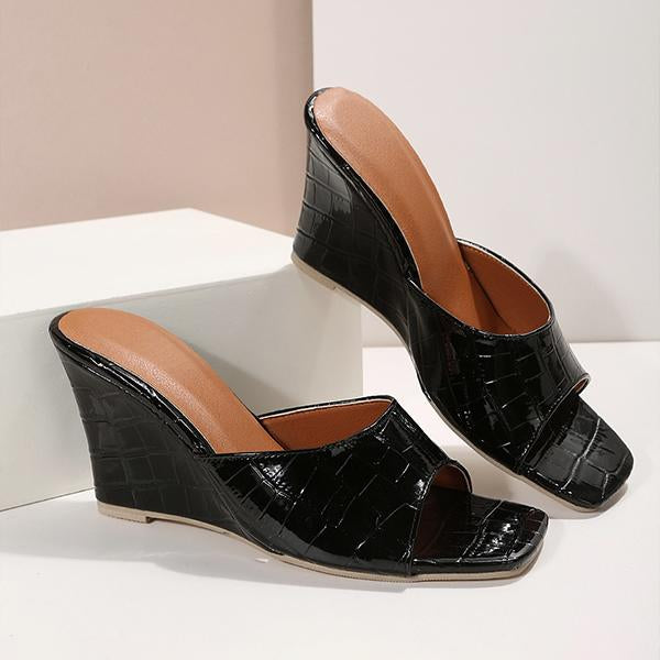 Women's Fashion Square Toe High Heel Slippers 97565443C