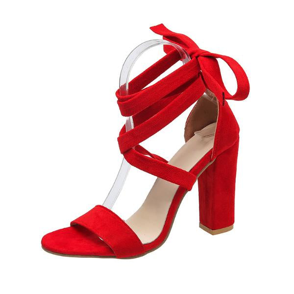 Women's Fashion Strap Chunky Heel Solid Color Sandals 77911604C