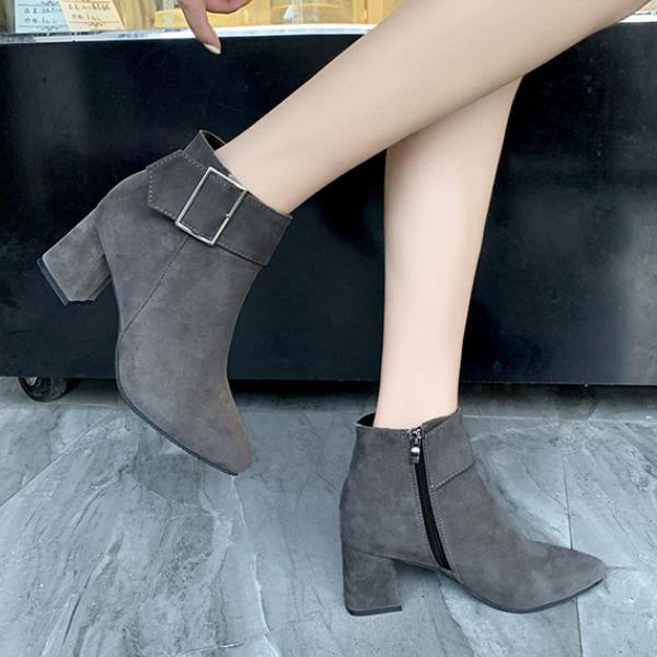 Women's Fashion Belt Buckle Chunky Heel Ankle Boots 85800267S