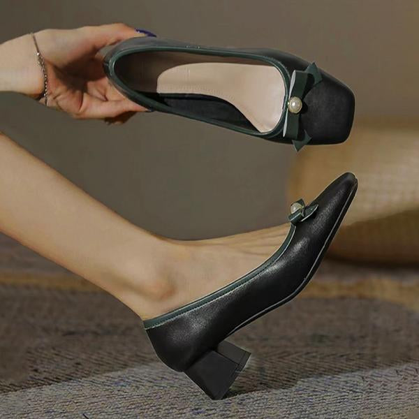 Women's Elegant Bowknot Square Toe Chunky Heel Pumps 59296065S
