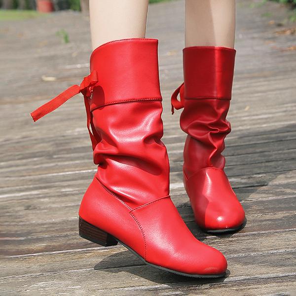 Women's Casual Round Toe Lace Back Mid Boots 39565109S