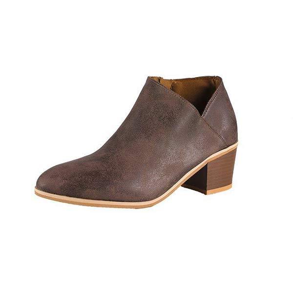 Women'S Chunky Heel Side Zip Ankle Boots 87990684C