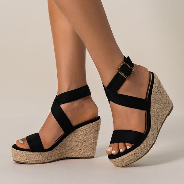 Women's Cross Strap Platform Wedge Open-Toe Sandals 02262971C