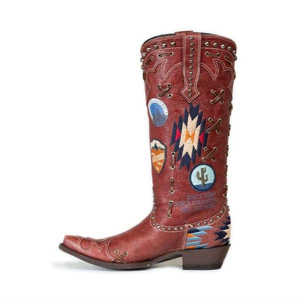 Women's Fashion Retro Illustration Mid Boots 08444275S