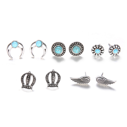 Boho Turquoise Stud Earring Set