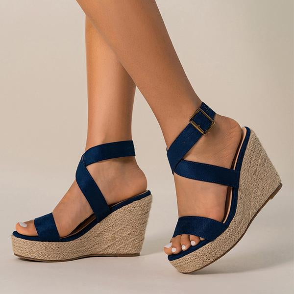 Women's Cross Strap Platform Wedge Open-Toe Sandals 02262971C