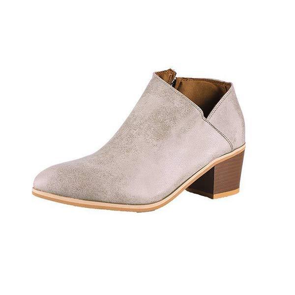 Women'S Chunky Heel Side Zip Ankle Boots 87990684C