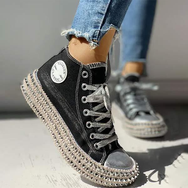 Women'S High Top Fashion Stud Leopard Print Espadrilles 36901966C