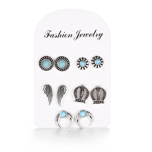 Boho Turquoise Stud Earring Set