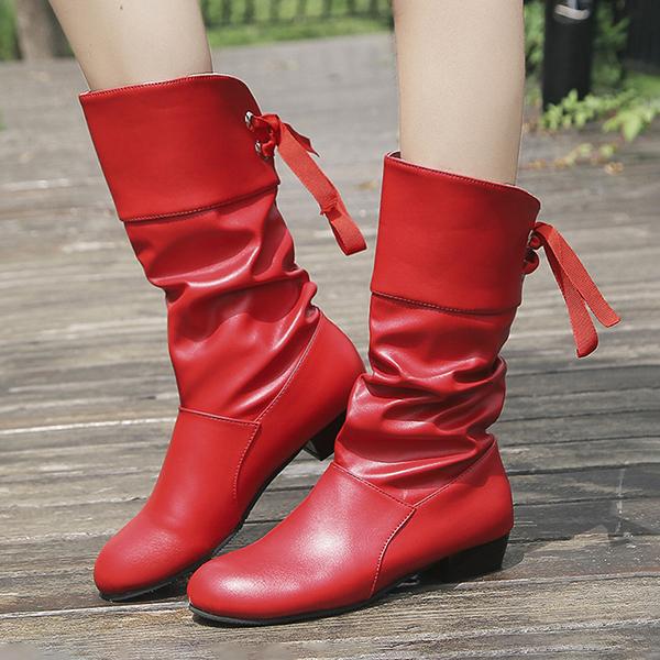 Women's Casual Round Toe Lace Back Mid Boots 39565109S