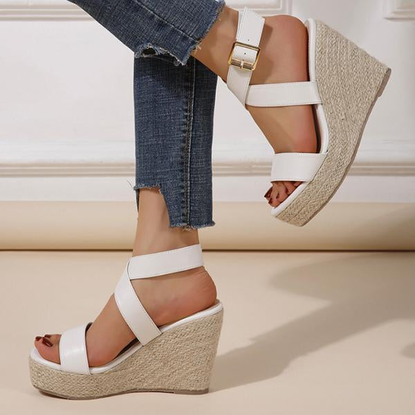 Women's Cross Strap Platform Wedge Open-Toe Sandals 02262971C