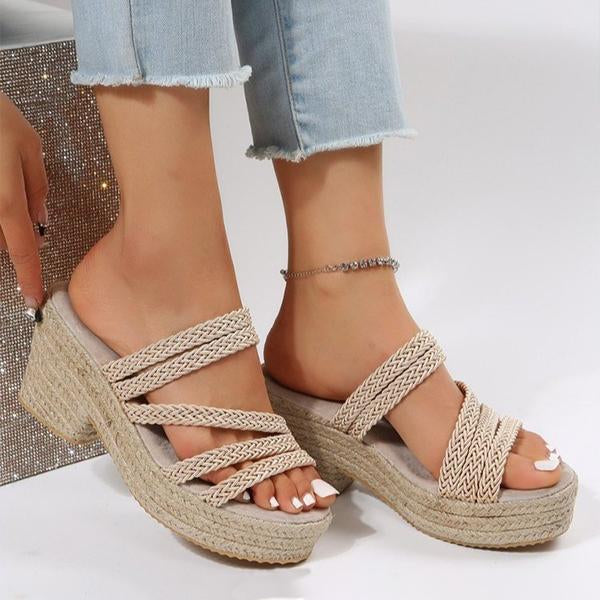 Women's Platform Fashion Woven Wedge Slippers 04433786C
