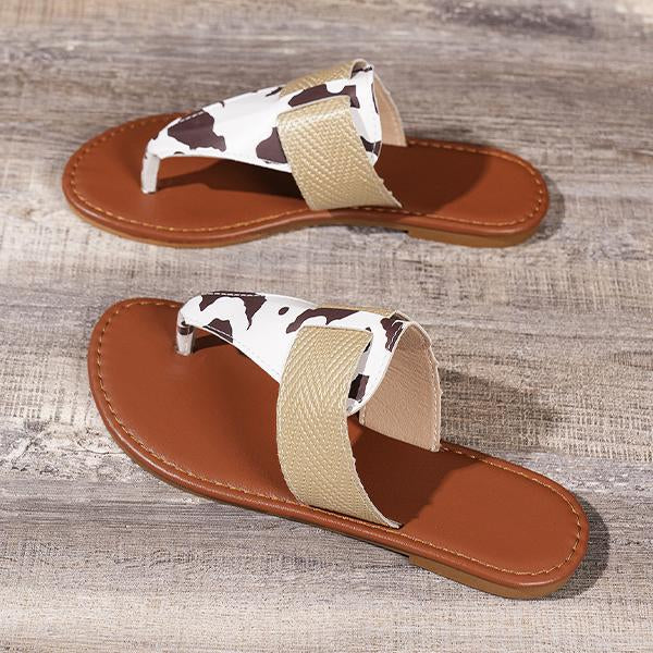 Women's Leopard Print Buckle Casual Flip Flops 59002904C