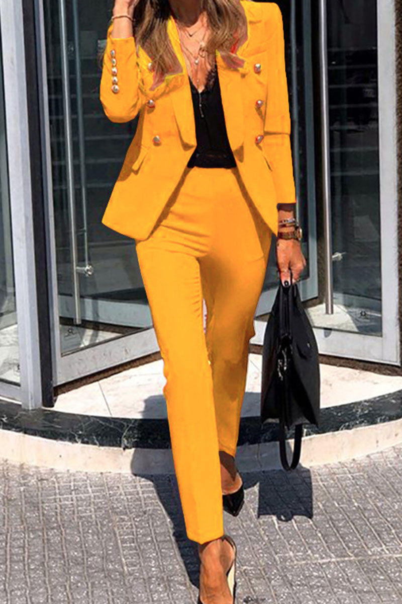 Fashion British Style Solid Split Joint Turn-back Collar Long Sleeve Two Pieces