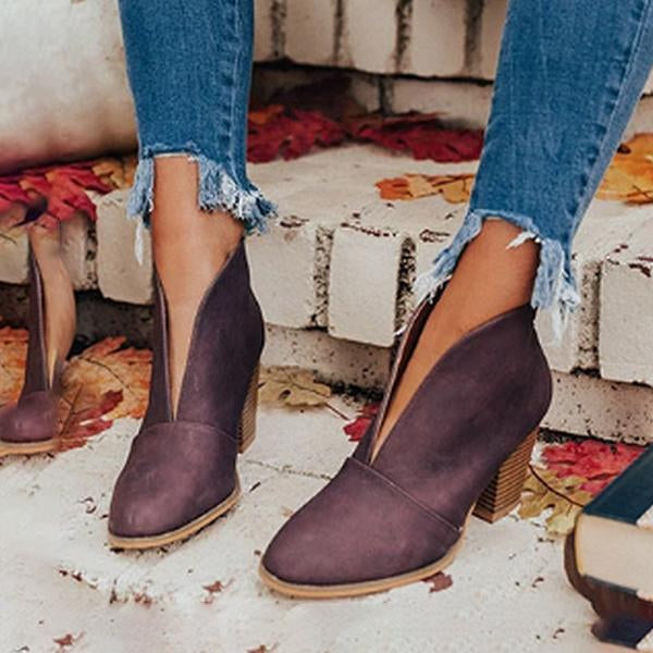 Women's Fashion Slip On Pointed Toe Retro Boots 45132373C