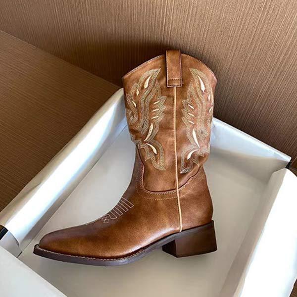 Women'S Long Embroidered Vintage Cowboy Boots 59640234C