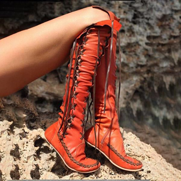 Women's Fashion Lace-Up Flat Over-the-Knee Boots 57358337S