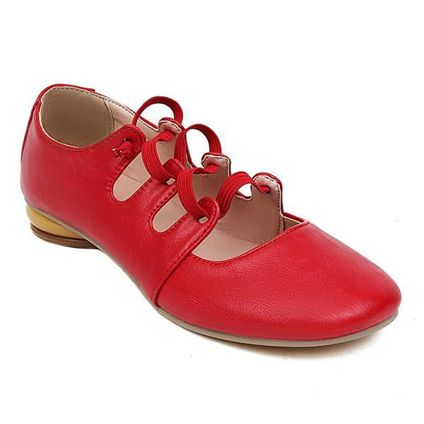 Women's Elastic Band Round Toe Block Heel Mary Jane Shoes 39825645C