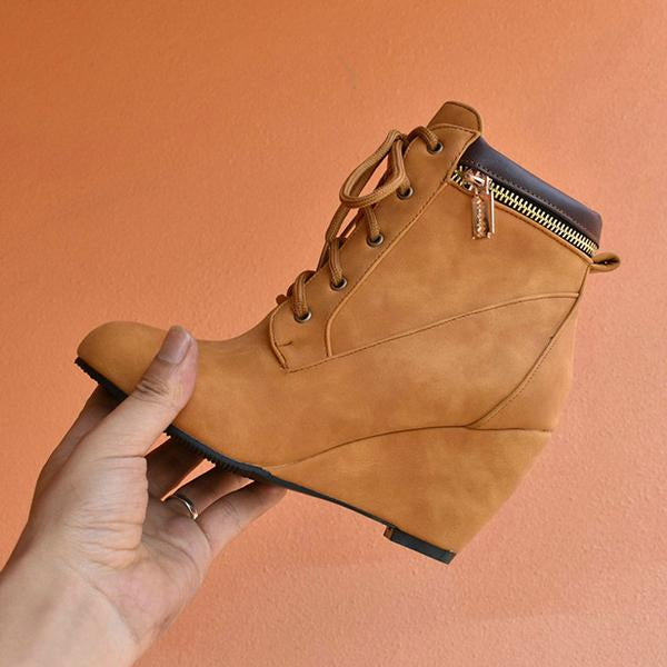Women's Casual Suede Wedge Lace-Up Ankle Boots 41842459S