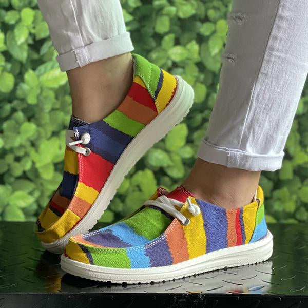 Women's Colorful Tie-Dye Series Flat Canvas Shoes 18493943C