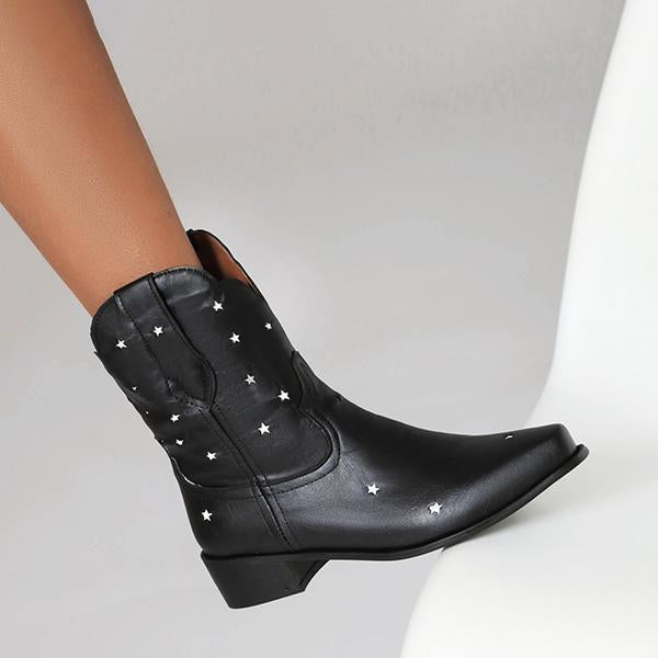 Women's Fashion Casual Star Chunky Heel Booties 05877648S