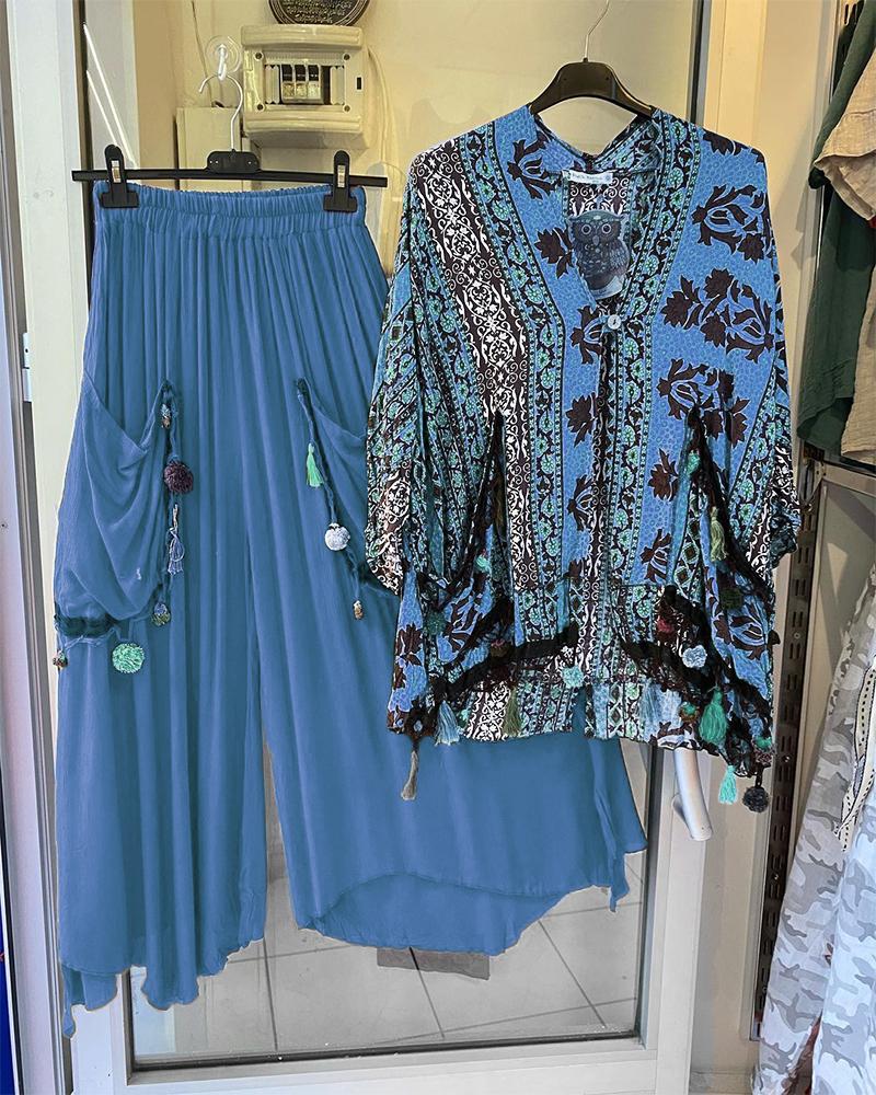 Casual Style Floral Print Loose Suit