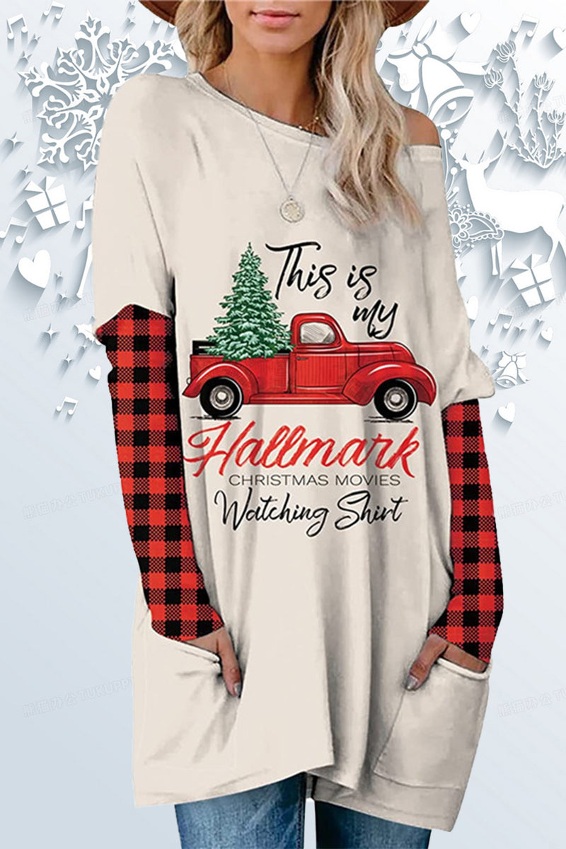 Casual Print Santa Claus O Neck Tops(6 Colors)