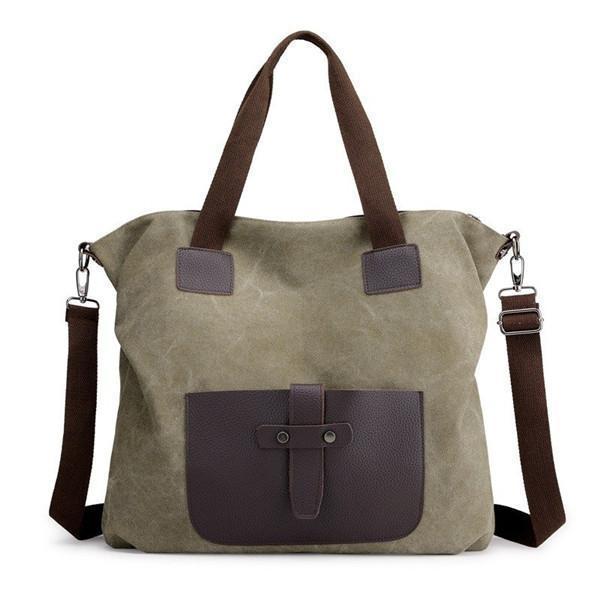 KVKY Canvas Crossbody Bag Large Capacity Patchwork Tote Bag