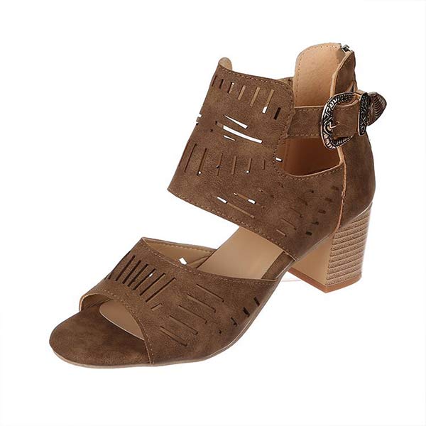 Women'S Hollow Chunky Heel High Heel Sandals 10470422C