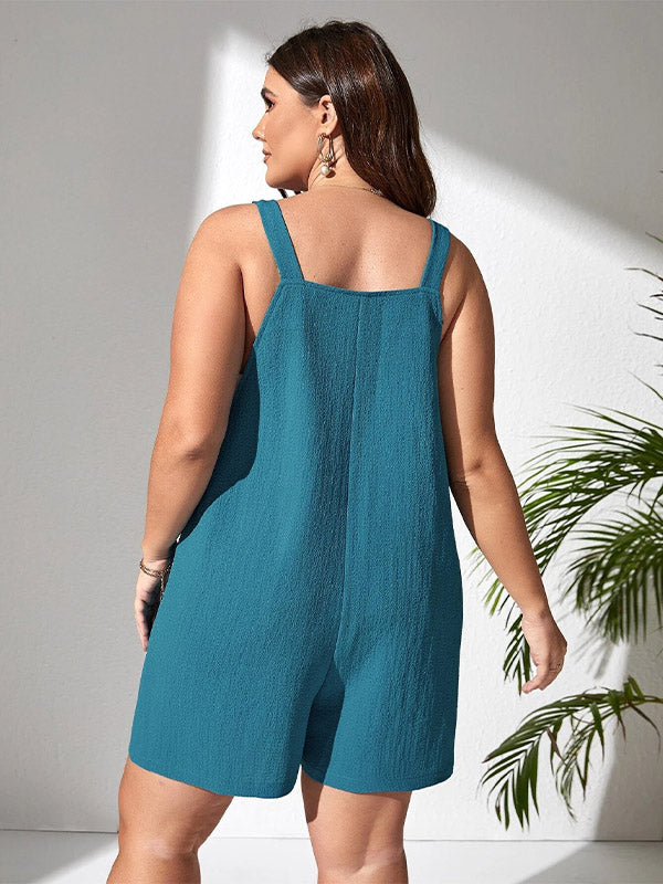 Women's Plus Size Casual Suspender Pocket Romper