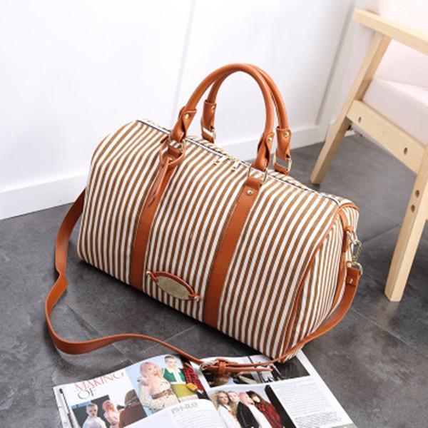 Canvas Stripe Large Capacity High-end Luggage Storage Bag Travel Bag